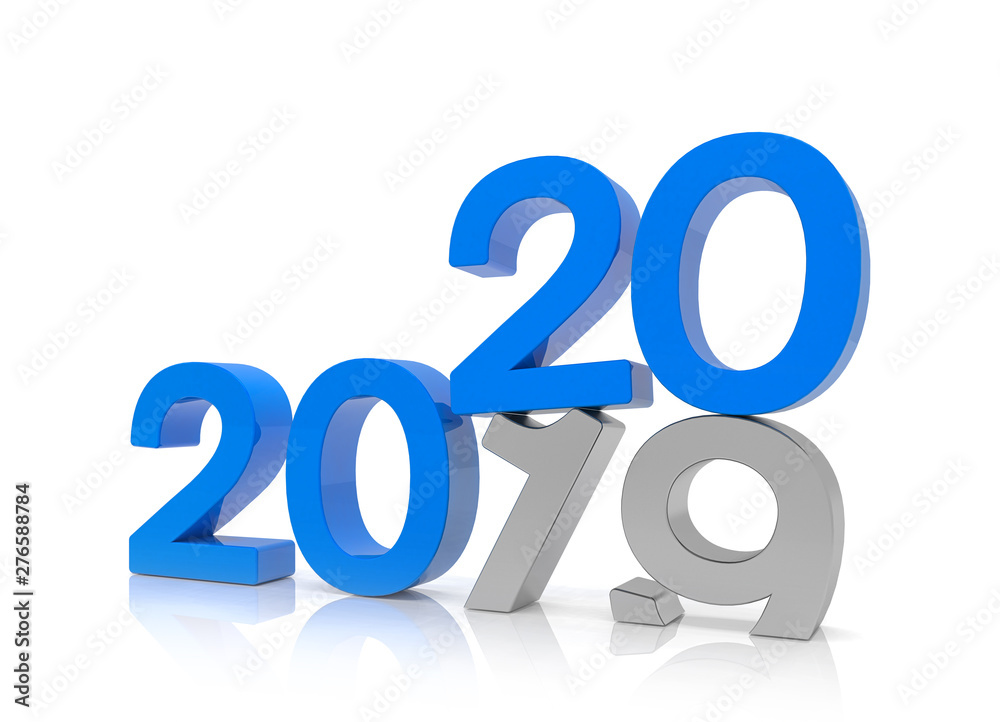 3d illustration - 2019 - 2020 - Silvester, Neujahr, Countdown, Jahreszahlen - blau 3d illustration - 2019 - 2020 - Silvester, Neujahr, Countdown, Jahreszahlen - blau