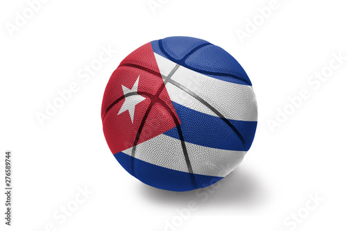 basketball ball with the national flag of cuba on the white background