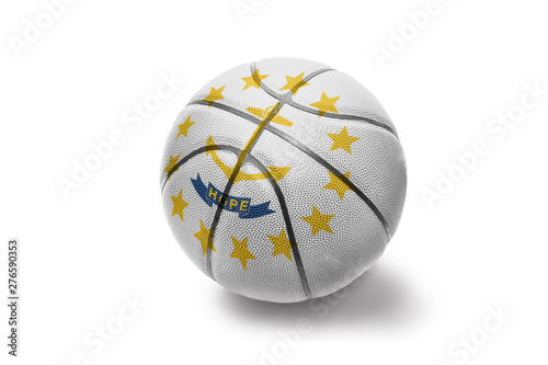 basketball ball with the flag of rhode island state on the white background photo