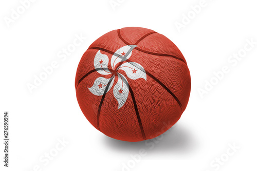 basketball ball with the national flag of hong kong on the white background