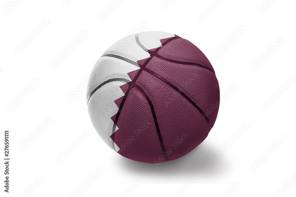 basketball ball with the national flag of qatar on the white background