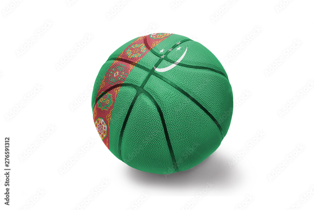basketball ball with the national flag of turkmenistan on the white background