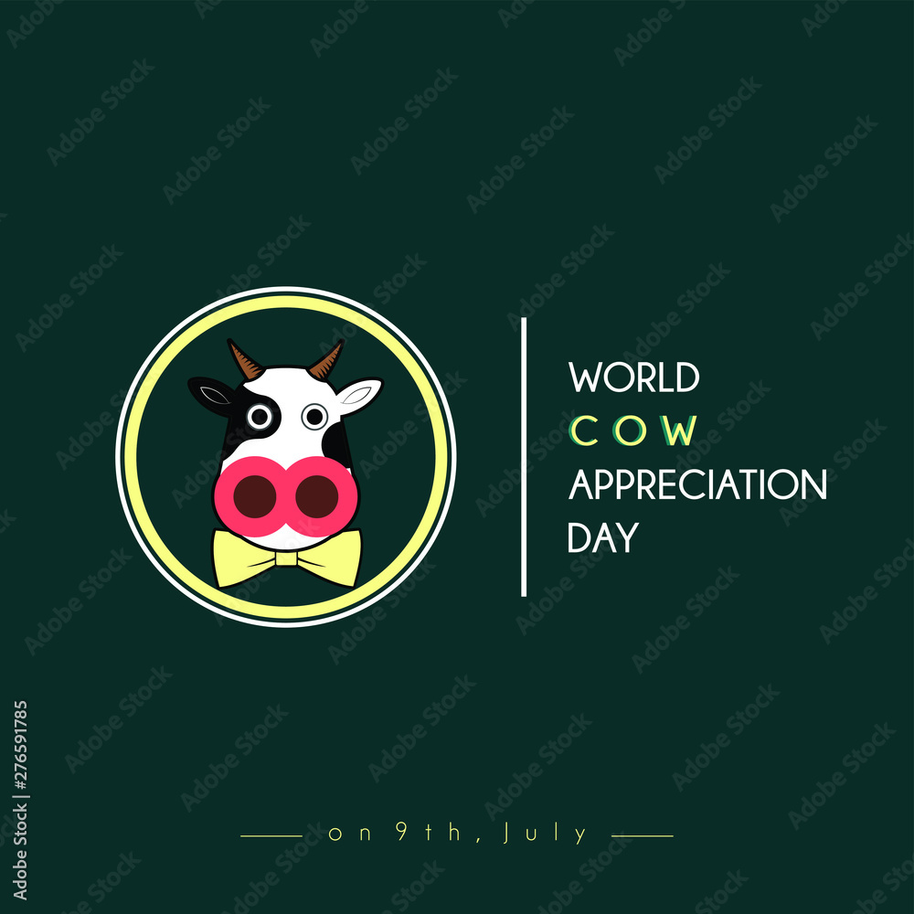 World Cow Appreciation Day Vector Design With Cow Head Stock Vector