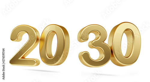 twenty thirty bold golden number 3d-illustration