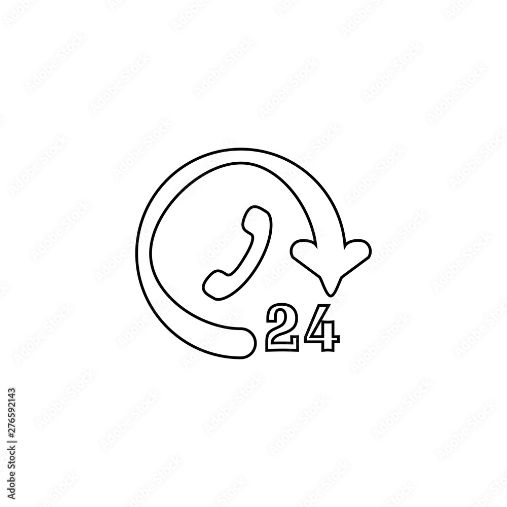 24 hours service icon. Mobile service sign 24 hours service icon. Mobile service sign