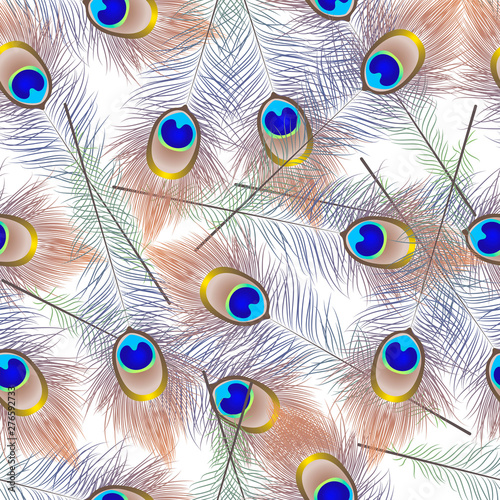 Beautiful seamless pattern with peacock feathers. vector illustration.