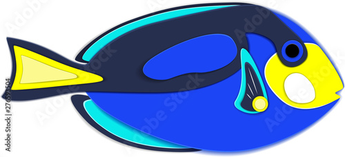 Reef fish in paper art style