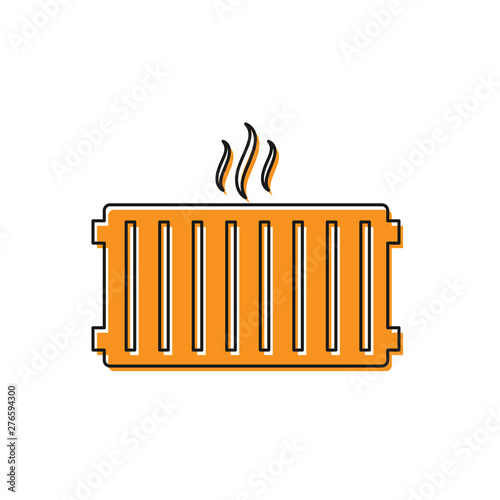 Orange Heating radiator icon isolated on white background. Vector Illustration