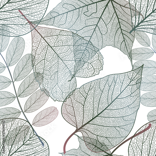 Seamless pattern with leaves. Vector illustration.