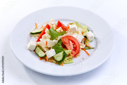 greek salad on the white plate
