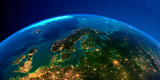 Detailed Earth at night. Europe. Scandinavia