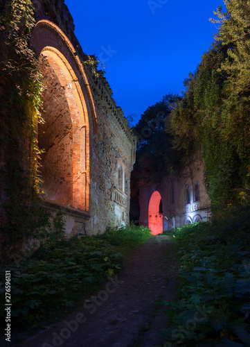 Abandoned Tarakaniv Fort in the night photo