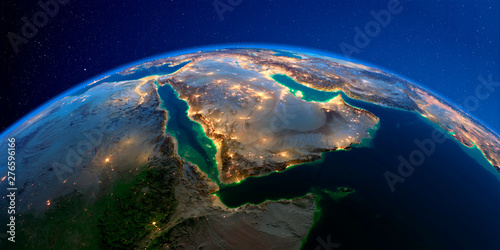 Detailed Earth at night. Saudi Arabia photo