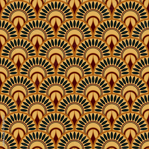 Egyptian Motif Fish Scales Seamless Pattern