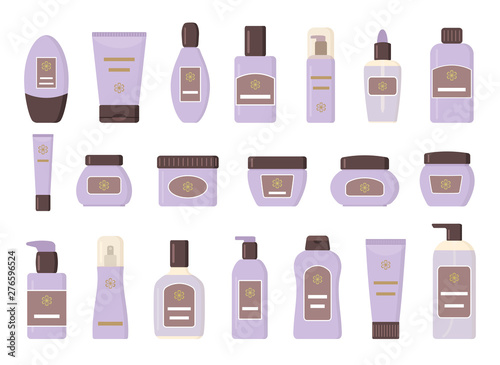 Set of different cosmetic products. Isolated on white background. Сollection icons for web design. Flat vector illustration.