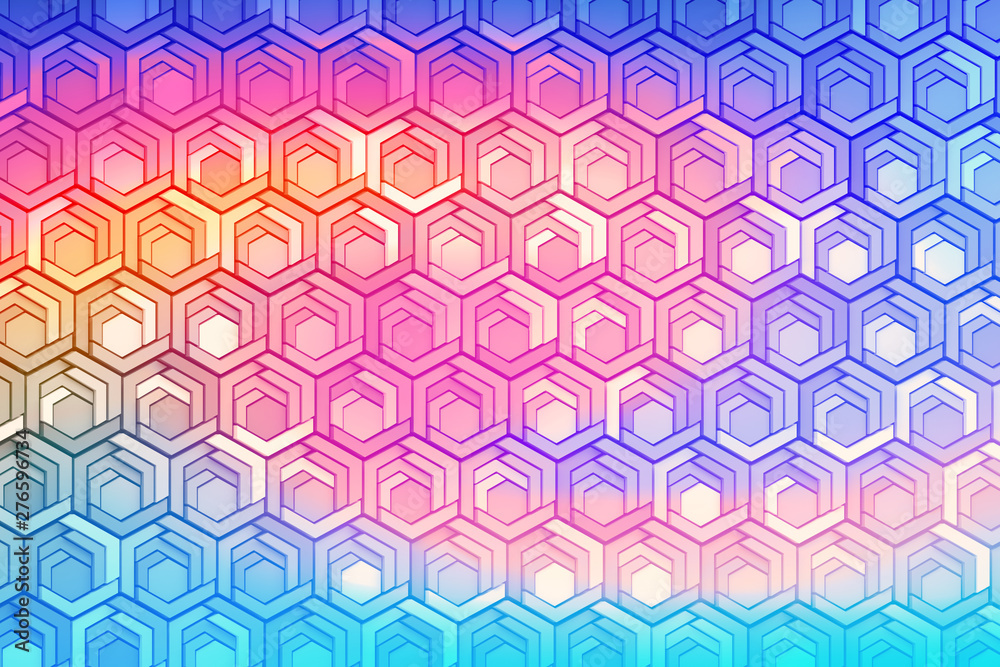 Vivid colorful complex hexagonal pattern