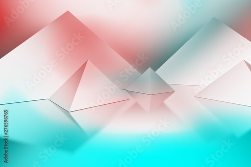 Colorful pyramids over reflective surface