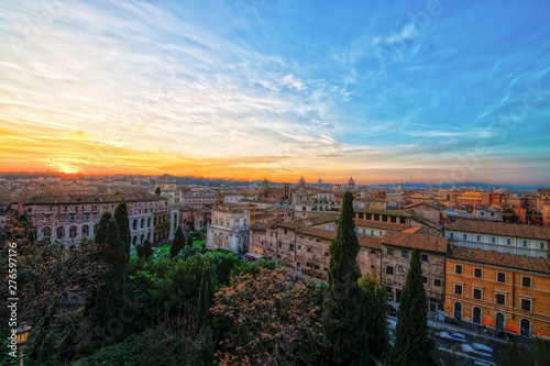 panoramic view of Rome at sunset