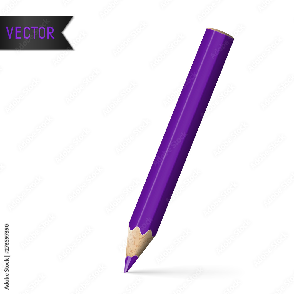 Realistic Isolated Bright Violet Pencil. Realistic Isolated Bright Violet Pencil.