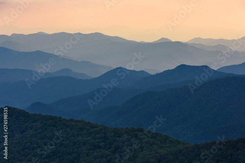 Blue Ridge Parkway Spring Sunset with View of Appalachian Mountains