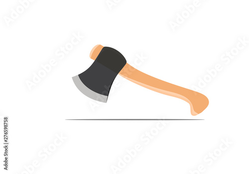One wooden axe isolated on white background.