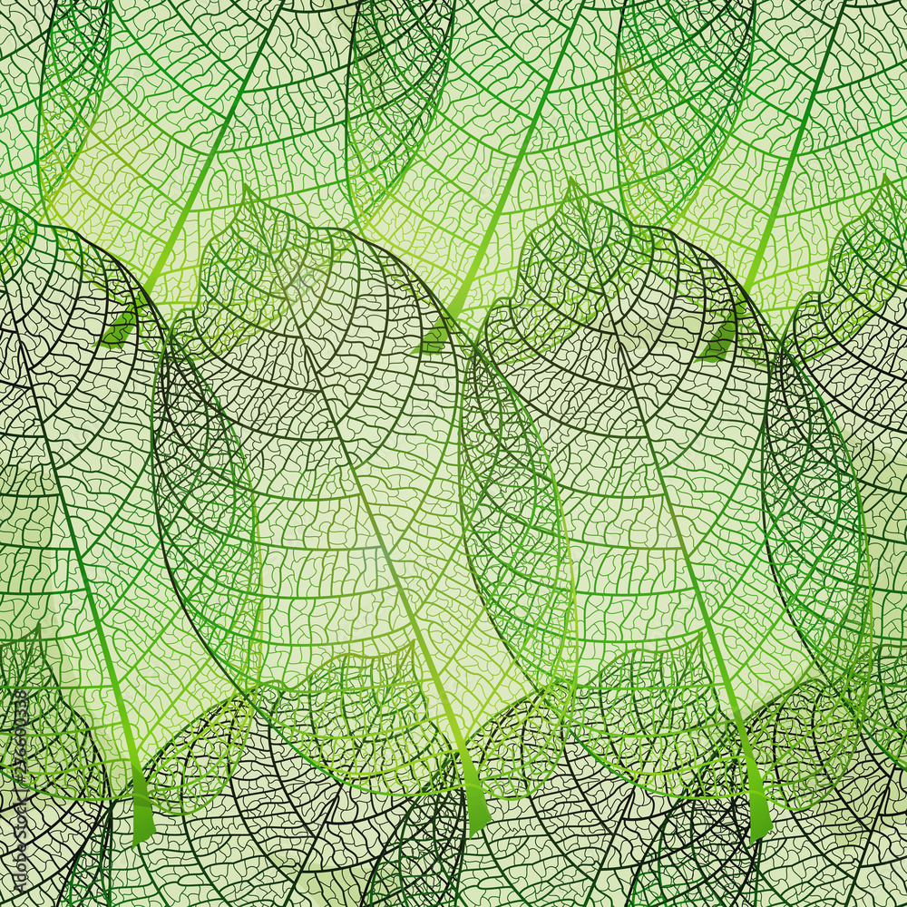 Seamless pattern with green leaves. Vector illustranion