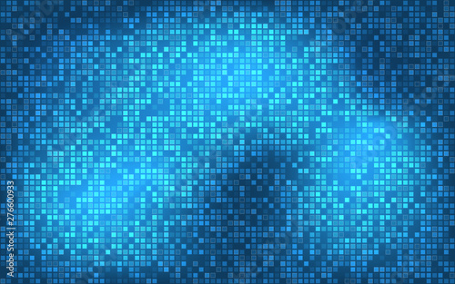 Modern blue abstract background with transparent squares, simple mosaic pattern, vector illustration © kurkalukas