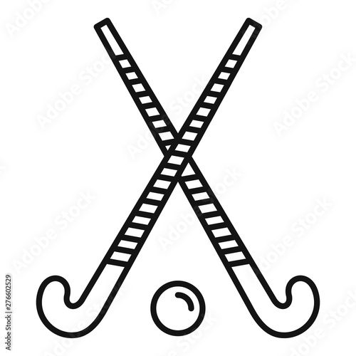 Field hockey crossed sticks icon. Outline field hockey crossed sticks vector icon for web design isolated on white background