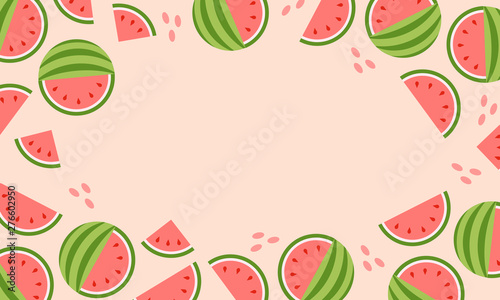 Hot summer sale banner with watermelon. Flyer, banner.