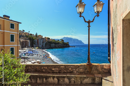 Photography view of Sori, small town in Liguria, Italy
