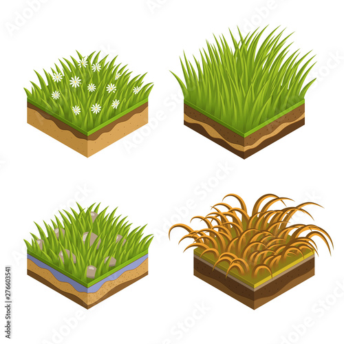 Grass, soil tile layers isometric 