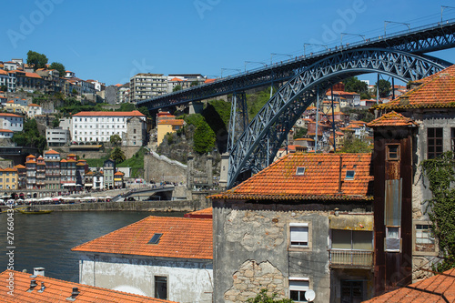 View of the old downtown of Porto and Douro river from Vila Nova de Gaia, Portugal.