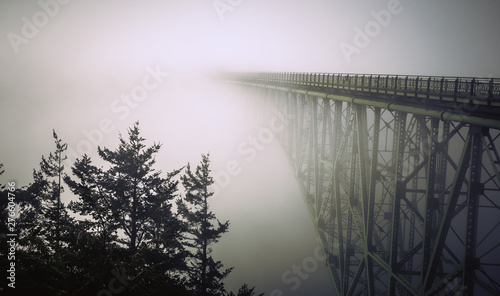 Fog Enveloping Deception Pass Bridge, Whidbey Island photo
