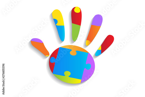 Logo children hand puzzle