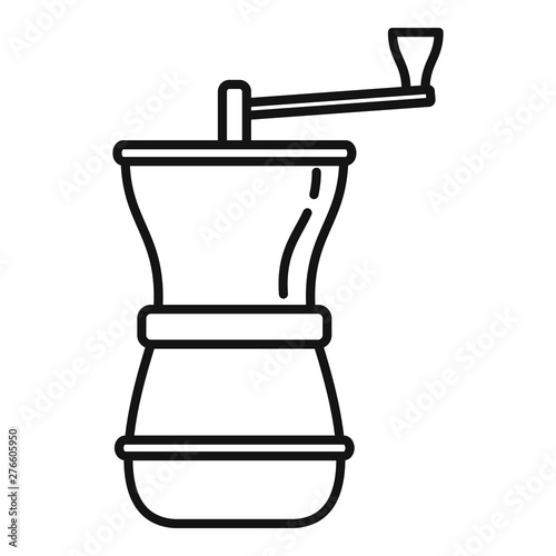 Manual coffee grinder icon. Outline manual coffee grinder vector icon for web design isolated on white background