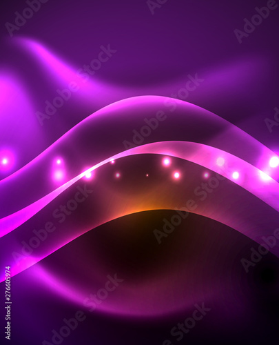 Neon color wave lines abstract background  magic techno futuristic light