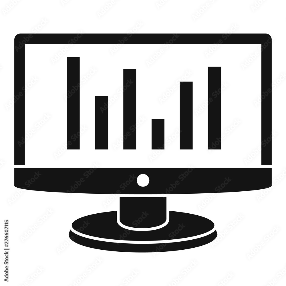 Chart monitor icon. Simple illustration of chart monitor vector icon for web design isolated on white background Chart monitor icon. Simple illustration of chart monitor vector icon for web design isolated on white background