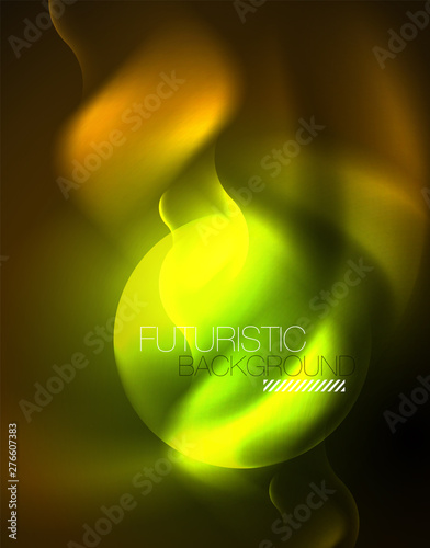 Shiny neon geometric waves template