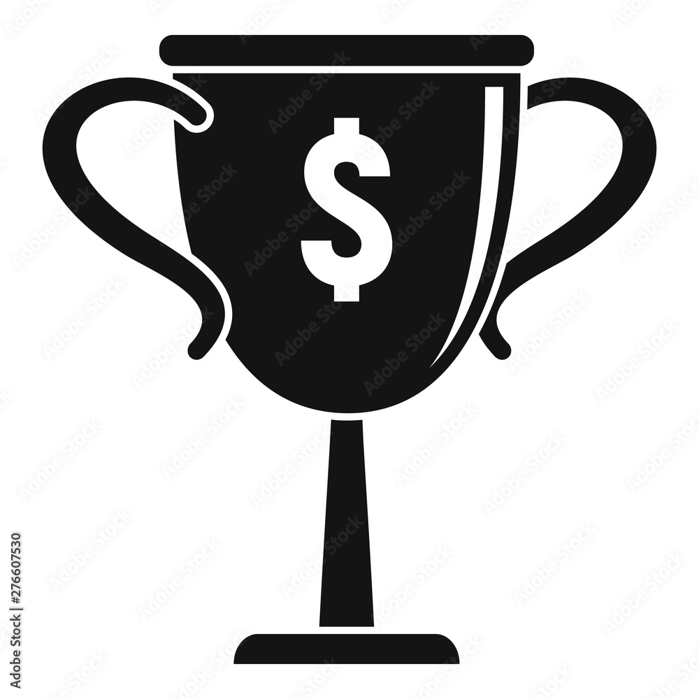 Gold money cup icon. Simple illustration of gold money cup vector icon for web design isolated on white background Gold money cup icon. Simple illustration of gold money cup vector icon for web design isolated on white background