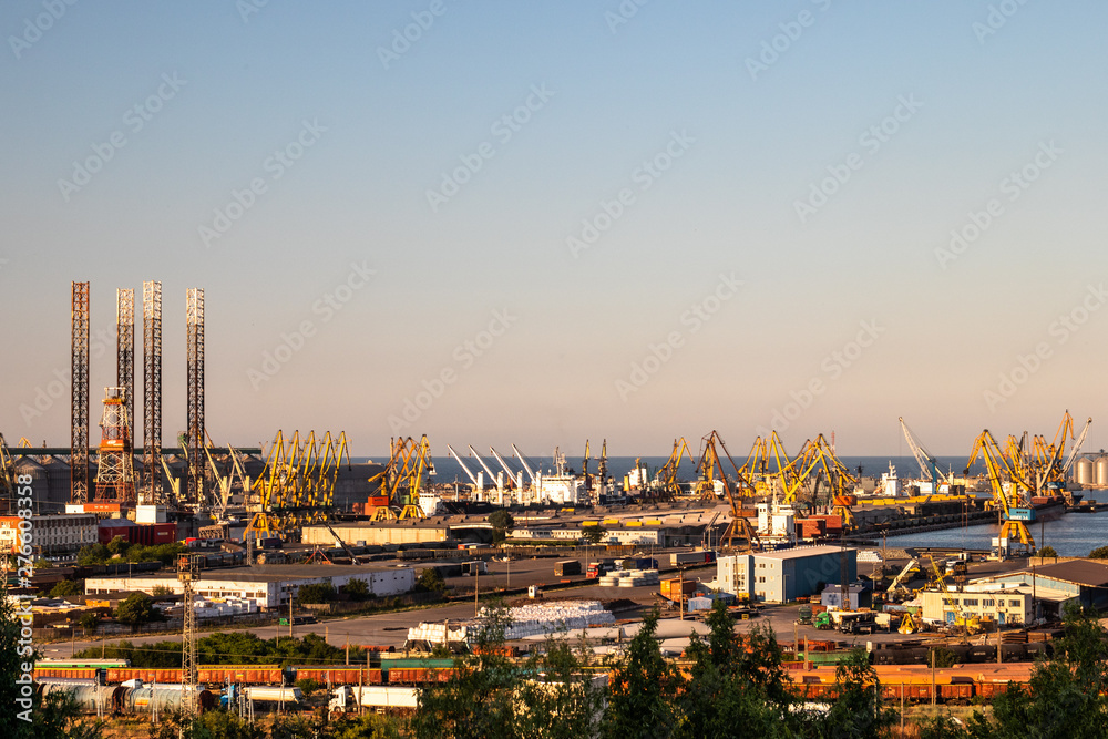 Naklejka premium Port Constanta in Constanta town is a largest Romanian harbor
