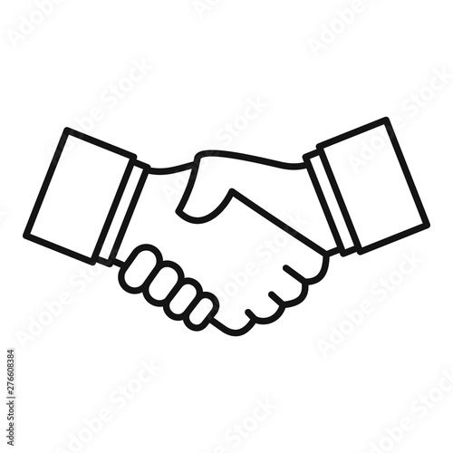 Business handshake icon. Outline business handshake vector icon for web design isolated on white background