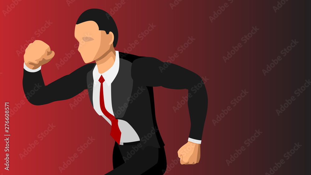 Vector image of a well-dressed male running close-up. blank background. Eps10 file