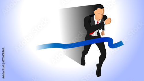 illustration of a businessman running past the finish line. Eps 10 © mei