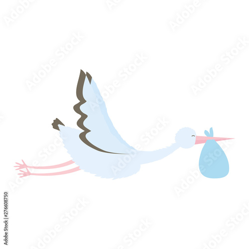 stork bird flying with bag
