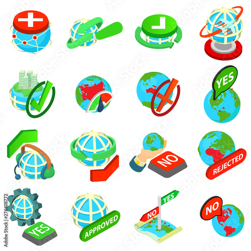 Stock icons set. Isometric set of 16 stock vector icons for web isolated on white background