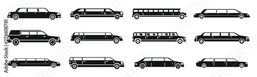 Fényképezés Modern limousine icons set
