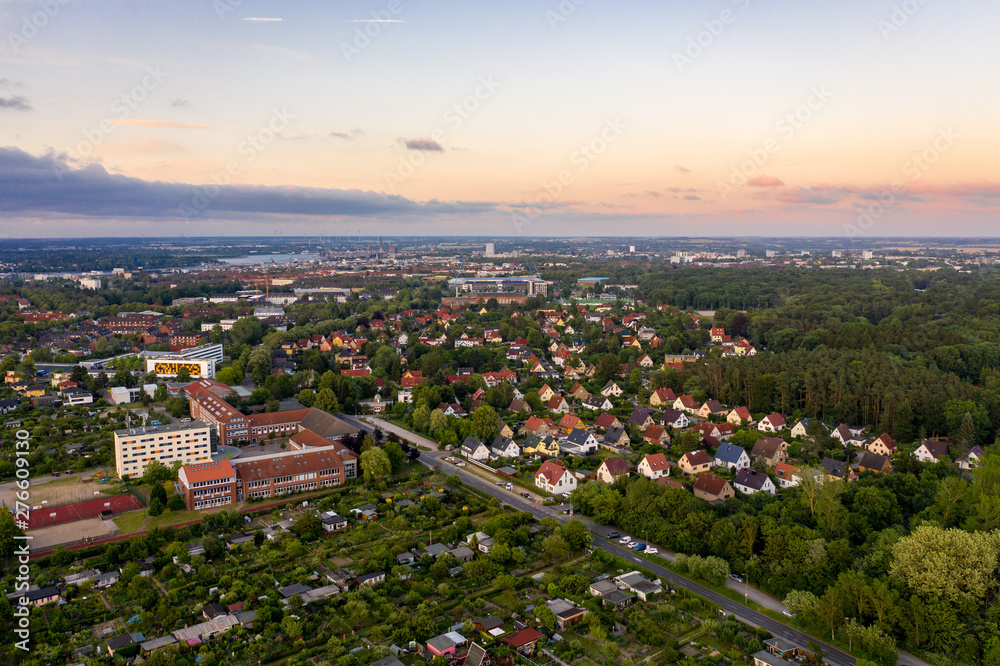 aerial view of the city of rostock