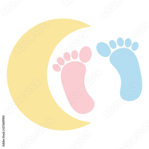 baby foot prints decorative with moon