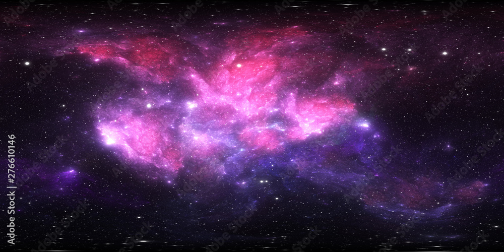 Fototapeta premium 360 degree stellar system and gas nebula. Environment 360 HDRI map. Equirectangular projection, spherical panorama