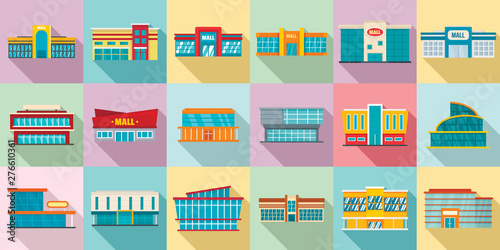 Mall icons set. Flat set of mall vector icons for web design